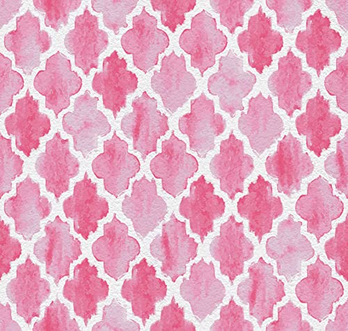 Image of DWELLSINDIA Pink Moroccan Pattern Wallpaper for Living Room | Self Adhesive Peel & Stick, Thick Textured Premium Paper | Waterproof, Scratch Resistant | Bedroom & Dining Room | 41 x 244 cm