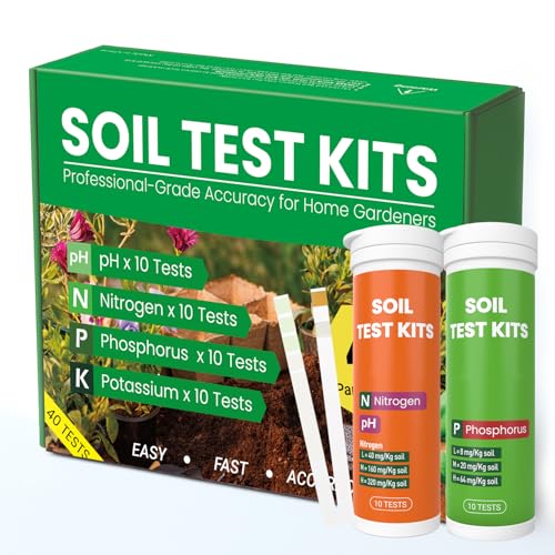AKSBTEC 4-in-1 Soil Test Kit for Lawns & Gardens – 40 Tests (pH, Nitrogen, Phosphorus, Potassium) – Easy Soil Testing Kit for Vegetable Garden, Lawn & Plants