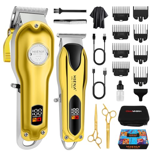 HIENA PRO Cortadora de pelo profesional para hombre, máquina inalámbrica para el cabello, cortadora de barba y cabello para hombre, juego de máquina de afeitar para hombre con pantalla LED