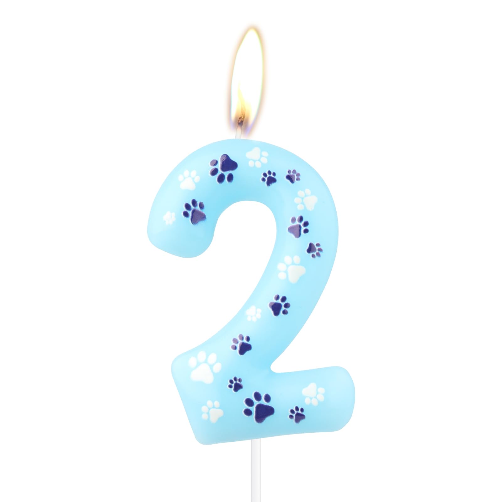 12 Candele Compleanno Con Stampata Zampa - Topper Per Torta A Tema Animali Domestici Blu - Foto 2