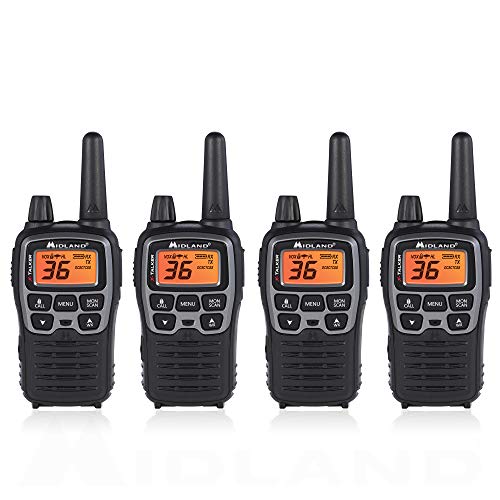 Midland T71VP3 36 Channel FRS Two-Way Radio – Up to 38 Mile Range Walkie Talkie – Black/Silver (Pack of 4), 6.2″ x 1.3″ x 2.3″, Model Number: T71X4VP3