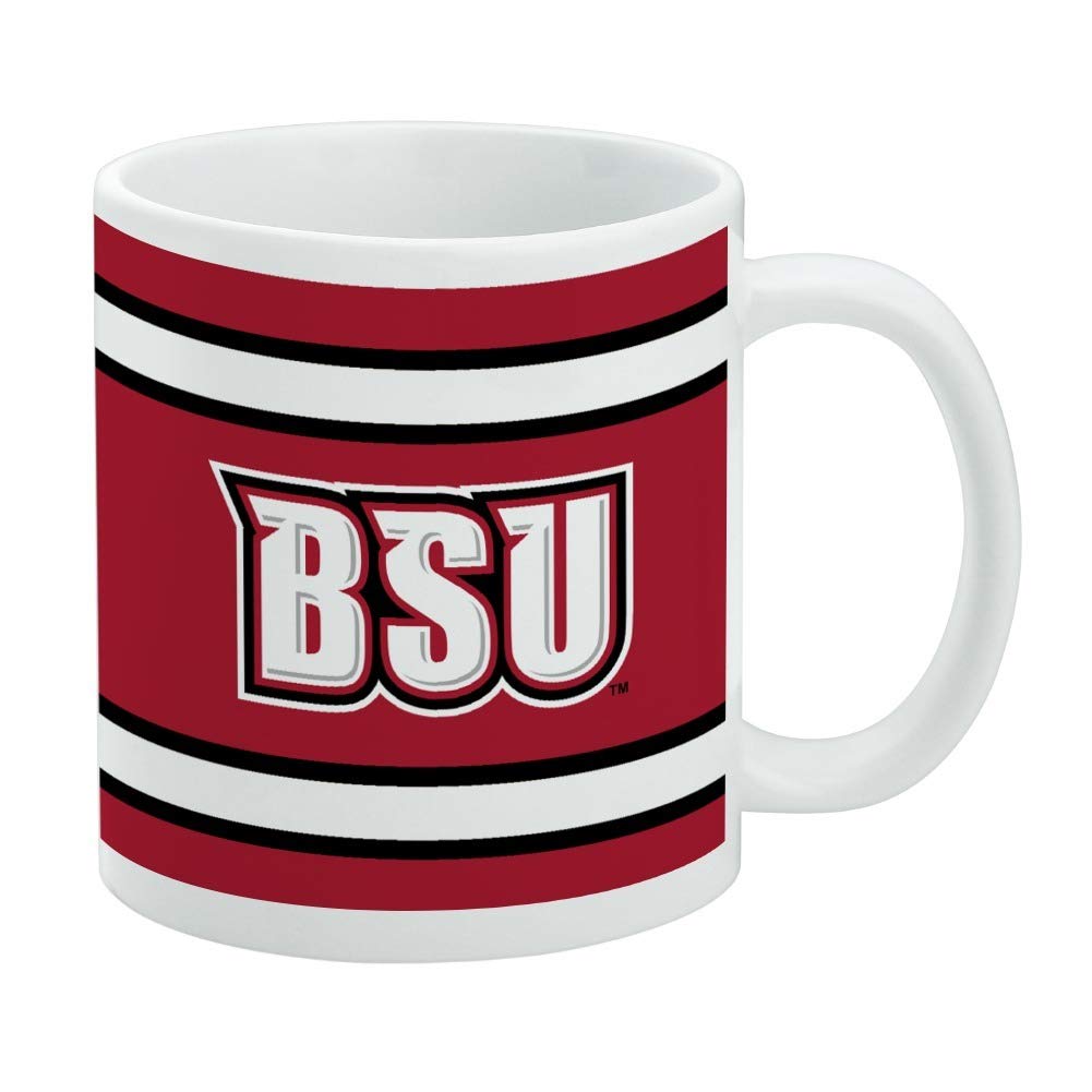 Bridgewater State BSU Stripes Ceramic Coffee Mug, Novelty Gift Mugs for Coffee, Tea and Hot Drinks, 11oz, White