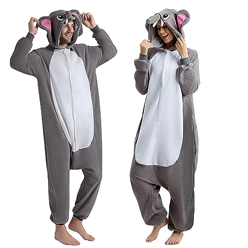 Pyjama en peluche éléphant contre le froid costume de nuit doux pour adulte