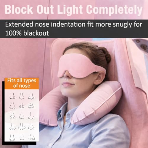 Image of Lyrovo 3D Contoured Eye Mask for Sleeping Men & Women | Soft Adjustable Sleep Mask for Eyes | Comfortable Eye Cover for Sleep, Travel & Meditation | Black Eye Sleeping Mask for Deep Rest (Baby Pink)
