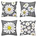 Produktbild Kissenbezug 80x80cm Herbst Gänseblümchen 4er Set DekoKissen Sanft Einseitig Couchkissen Kissenbezüge mit Muster Wohnzimmer Modern Kuschelkissen Sofakissen Zierkissenbezüge kissenhülle für Loungemöbel