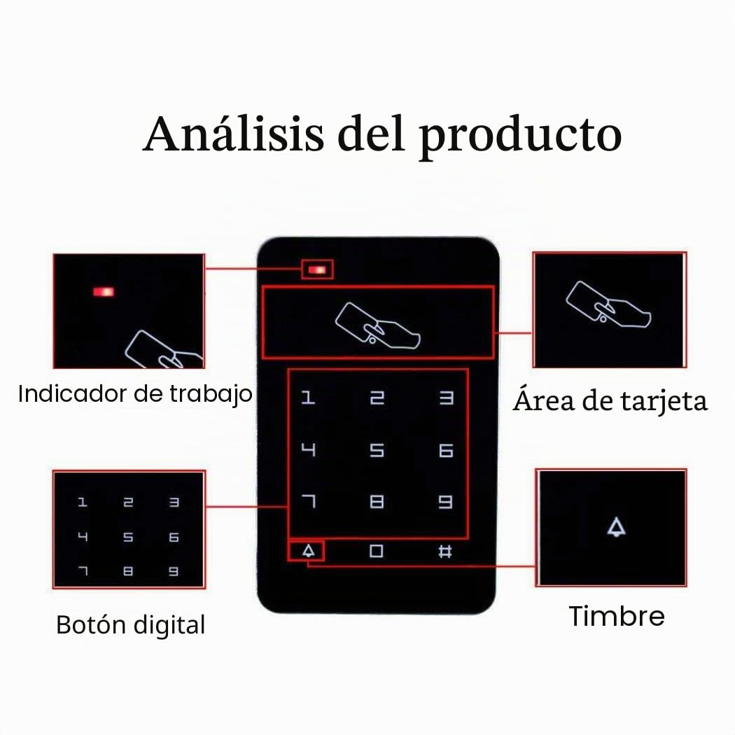 YAVIS Kit de Conjunto Completo de Teclado de Control de Acceso RFID 125KHz con DC12V Cerradura Eléctrica Cerradura de Perno Electrónico, 3A Fuente de Alimentación, Botón de Salida, 10pcs ID llaveros