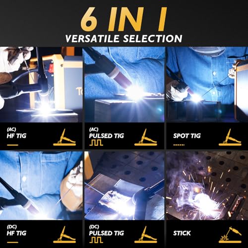 Image of TOOLIOM 6-in-1 AC /DC TIG Welder with Pulse, 110V /220V Dual Voltage | AC TIG /DC TIG /AC Pulsed TIG /DC Pulsed TIG /Stick /TIG Spot modes, large digital display