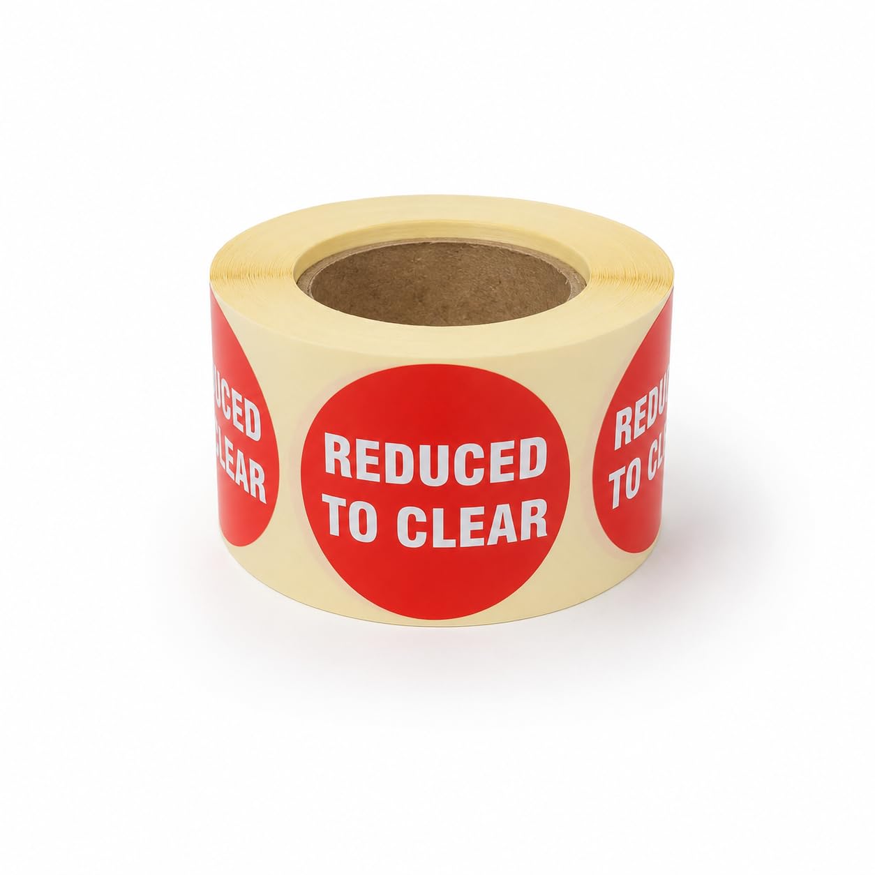 500x 45mm Reduced to Clear Red Sticky Price Labels Roll – Retail Adhesive Sale Stickers