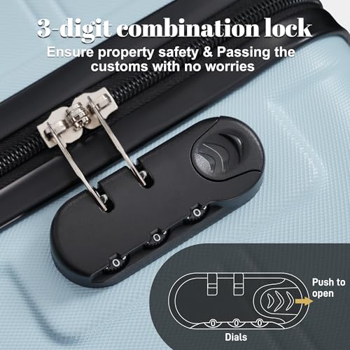 Image of 6 Pcs ABS Hardshell Luggage Set Spinner Wheel Suitcase Suitcase Baby Blue