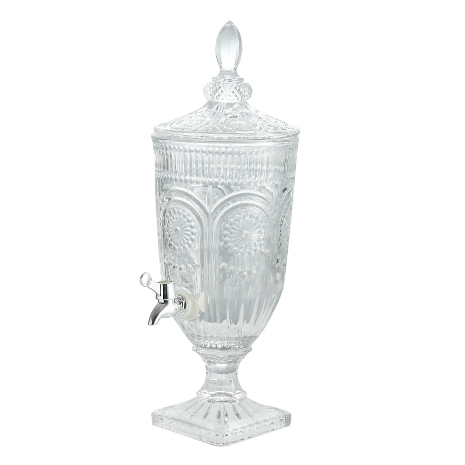 AYCDL Beverage Dispenser Iced Cold Beverage Dispenser Crystal Drink Dispenser Glass Juice Container For Refrigerator Countertop for Lemonade Cold Tea for Ma