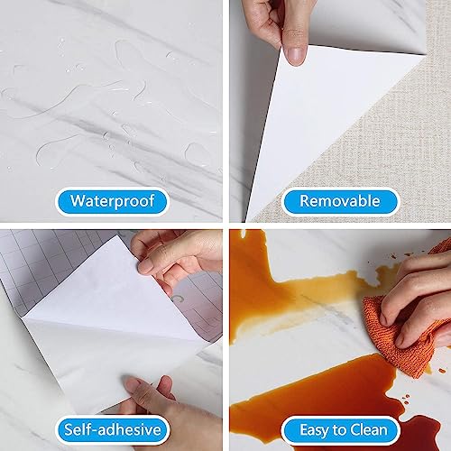 Image of HOME13 Marble Wallpaper Peel & Stick Contact Paper Self Adhesive Decorative Removable Waterproof Wallpaper for Kitchen Cabinet and Furniture Countertops (24 X 80 INCH, Grey & White Marble)