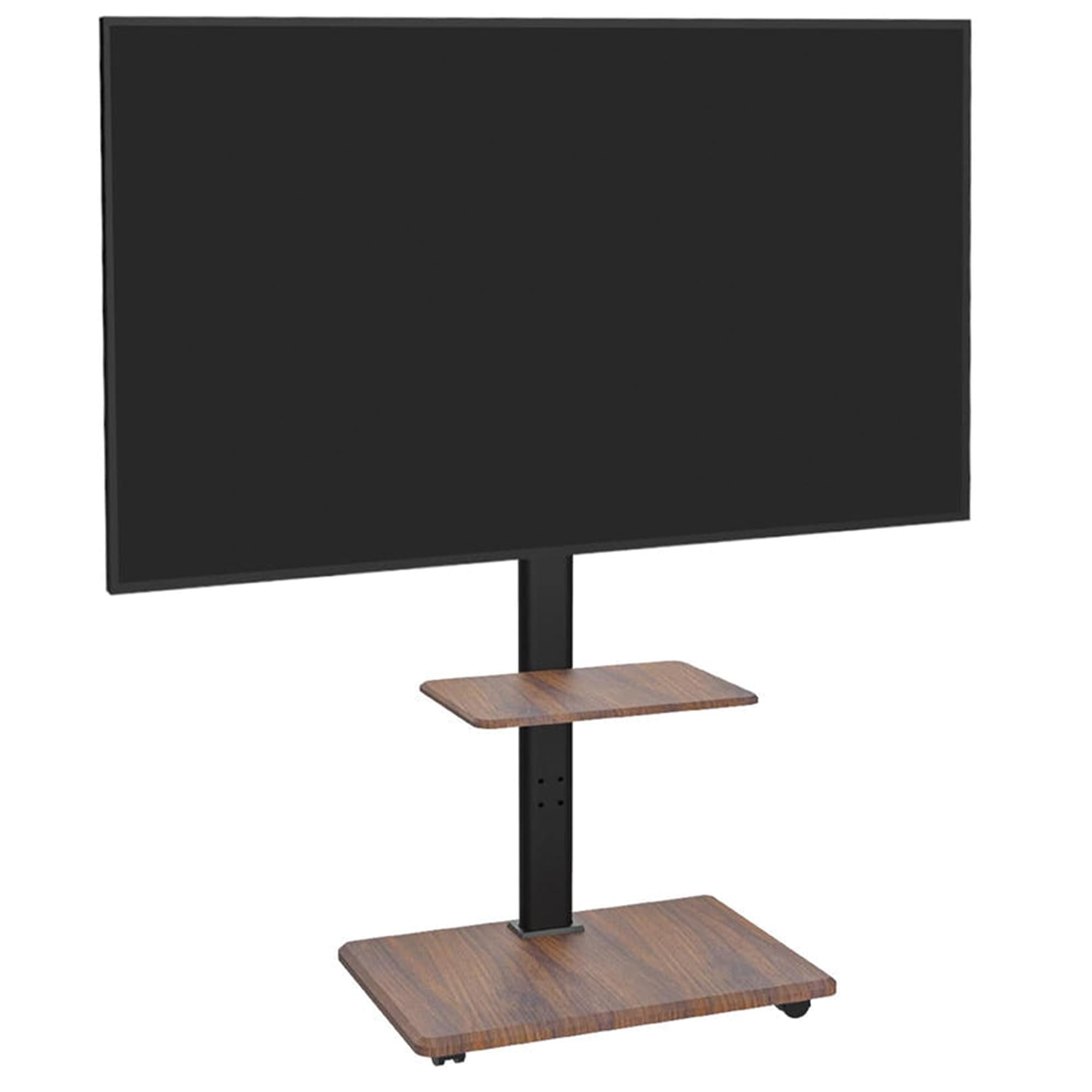 Supporto TV da terra con Base in Legno, Carrello Porta TV con Ruote, 32-70/Portata 45 kg,mobili tv soggiorno,Piedistallo TV Orientabile ±25/VESA 600 * 400,con ripiano per Mini Piante Verde