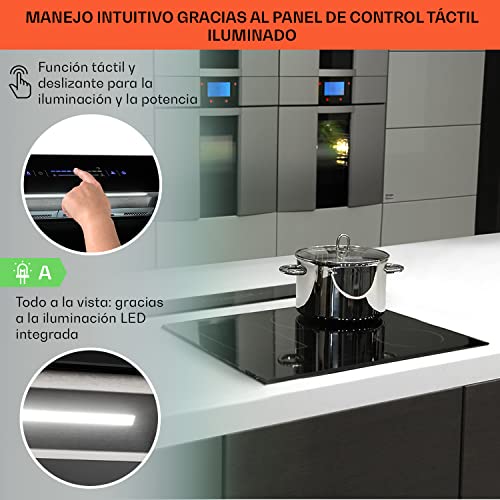 Klarstein-Campana-Extractora-60-cm-Extractor-de-Cocina-Flujo-Aire-576mh-Filtros-Extraccion-de-Grasa-10-Velocidades-Campanas-Extractoras-Cocina-Recirculacion-Extractor-de-Cocina-Eficiencia-A