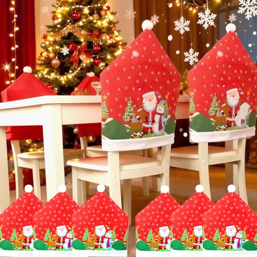 Kezidhp 6er Set Stuhlhussen Weihnachten, Weihnachtsstuhlhussen,...
