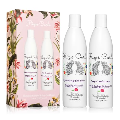 Rizos Curls Wash Day Bundle Hydrating Shampoo & Deep Conditioner Set with Shea Butter for Every Curl Pattern 1a-4c Gently Cleanses, Moisturizes, Softens & Adds Shine Sulfate & Paraben Free