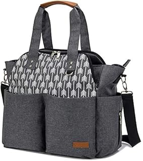 Lekebaby Diaper Bag Tote Purse Satchel Diaper Messenger for Mom and Girls Grey, Arrow Print