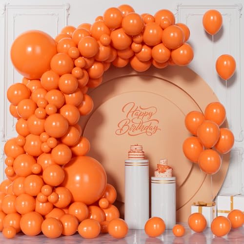 Unisun Ballons Orange, 130 Pièces Ballons Orange Kit d'Arche Guirlande, 5/10/12/18 Pouces Ballon...
