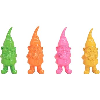 Set of 4 Colourful Garden Gnome Figures Each Approx. 10 cm x 4 cm Garden Gnomes