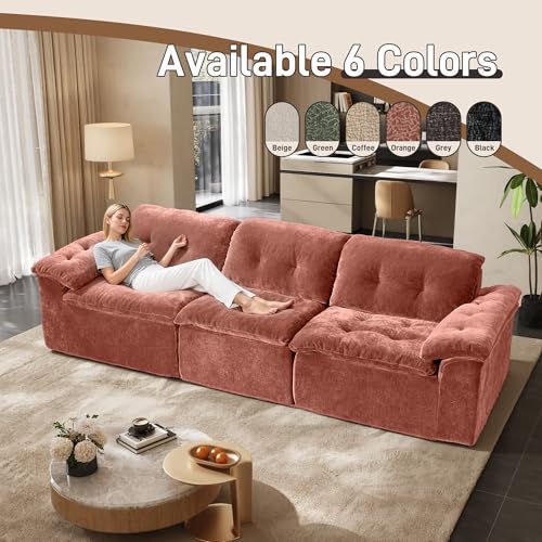 Image of Oversized Modular Sectional Sofa, Large Modern Cloud Sectional Couch with Seat Cushion, Boneless 3 Seater Couch for Living Room, Apartments, No Assembly Required, Orange