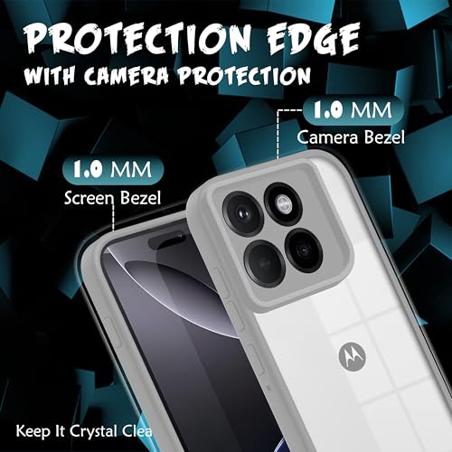 Image of V-TAN Back Cover for Motorola Edge 60 Pro 5G, Transparent Clear Case Compatible with Motorola Edge 60 Pro, TPU, Camera Protective, Scratch Resistant Shockproof Mobile Cover with Anti-Slip Grip (Grey)