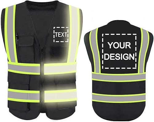 YOWESHOP Chaleco de seguridad de alta visibilidad reflectante, personaliza tu ropa de trabajo de seguridad con tiras reflectantes y cremallera