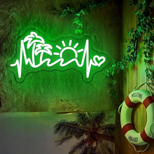 Image of Sun Beach Palm Tree Neon Sign Custom Summer Neon Sign Led Light Bedroom Home Wall Decor Summer Party Decor Personalized Gift Neon Art Sign