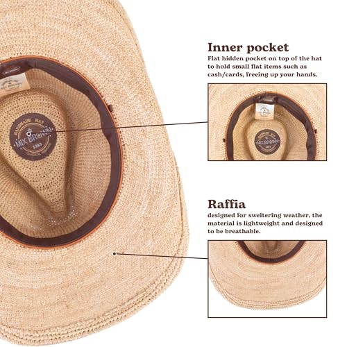 Image of Straw Cowboy Hats Cowgirl Hat Western Cowboy Hat Rancher Hat for Men Women, Exquisite Decoration Band