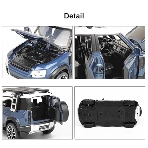 Image of 1:32 Compatible for Land Rover Defender 110 Diecast SUV | Metal Pull Back Toy Car with Sound, Light & Openable Doors | Alloy Model Car for Kids, Boys, Girls & Collectors (Blue)