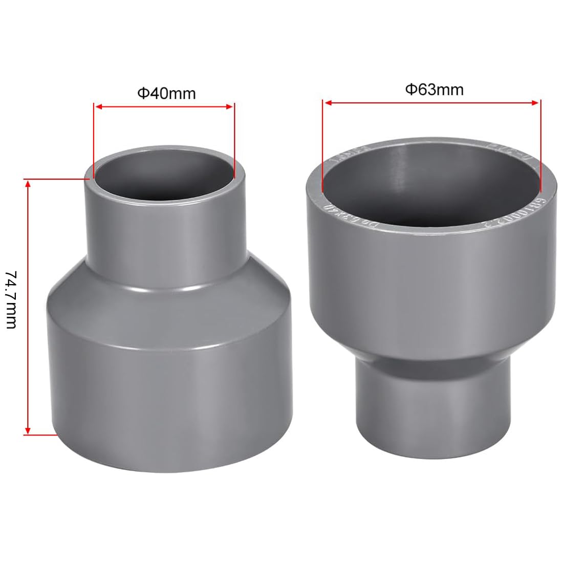 TA-VIGOR 1Pcs PVC DWV Reducing Coupling - Image 2
