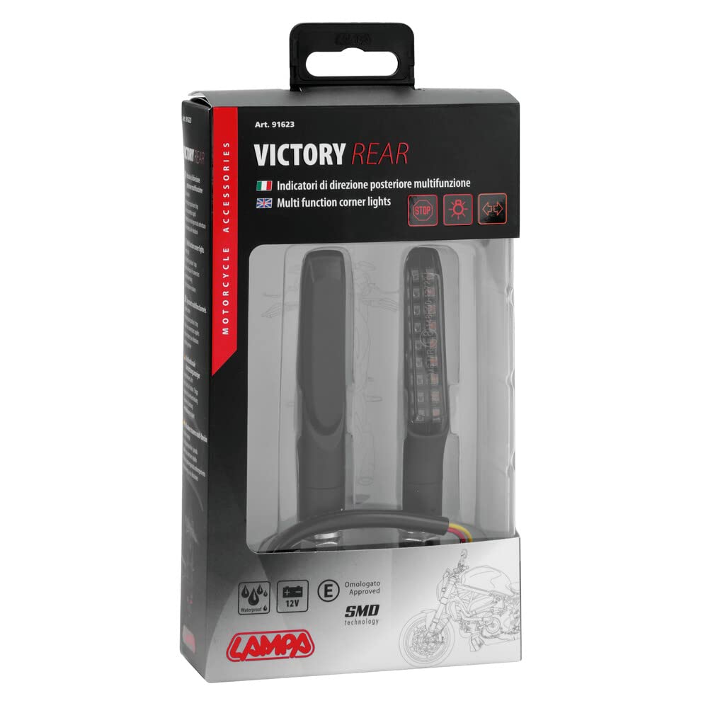 Lampa 91623 Victory Rear, frecce Moto LED omologate, indicatori di direzione a LED e Luce di Posizione/Stop Posteriori - 12V LED