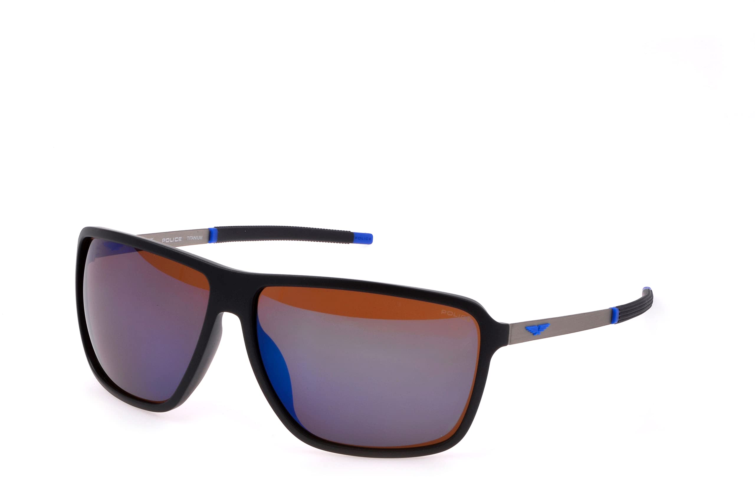 Police Men's Semi Matt Ruthenium Blue Sunglasses Spll15, Solstice 4, 65
