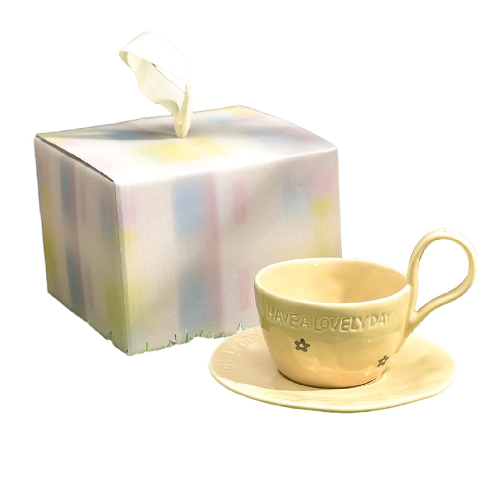 Tazza da caffè giapponese per uso domestico da 220 ml-8 once personalità semplice tazza da bere - fiore nero+piatto di riso -220ml.