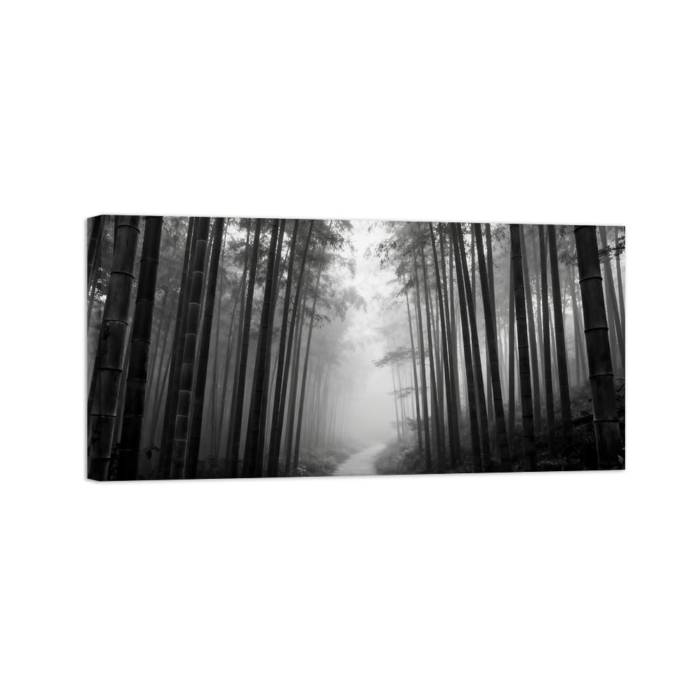 Black White Landscape Wall Art. Bamboo Forest. Picture 50x100cm Unframed
