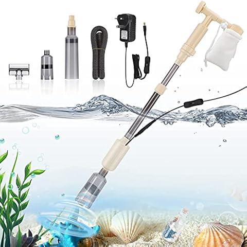 bedee Aquarium Gravel Cleaner, Fish Tank Vacuum Cleaner, 5 in 1 Electric Aquarium Siphon Filter Kit with Adjustable Water Flow Controller for Water Changing and Sand Washing, DC 12V, 18W… Cover