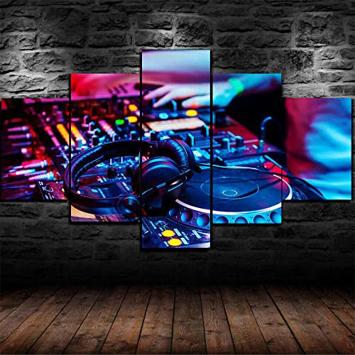 Cuadro Mezclador De Música DJ Controller XXL Impresiones En Lienzo 5 Piezas Cuadro Moderno En...