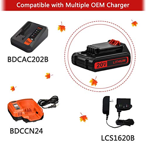 2Packs 3.0Ah LBXR20 Lithium Replacement Battery Compatible with Black and Decker 20V Max LB20 LBX20 LST220 LBXR2020 LB2X4020 Cordless Power Tools
