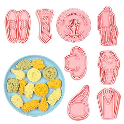 Molde de chocolate para corbata de padre – Juego de cortadores de galletas 3D, molde de chocolate para pipa y sombrero, herramienta de postre divertida para hornear reutilizable, accesorio para dulces