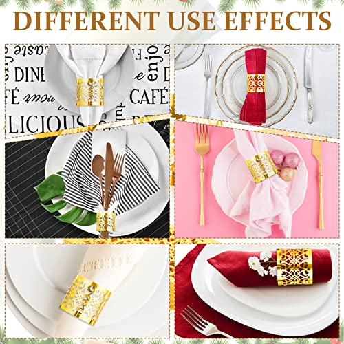 Meanplan 150 Pcs Napkin Rings Laser Cut Hollow Paper Napkin Holder Disposable Napkin Bands For Towel Dinner Table Settings Decor Wedding Party Events Hotel Catering Services (Fresh Style, Gold) #TOP4