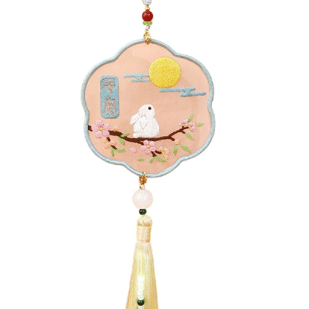 chengzui Embroidery Kits Including Embroidery Hoop Color Threads Instructions Talismans Handmade Amulet Chinese Painting DIY Pendant kit with Chain