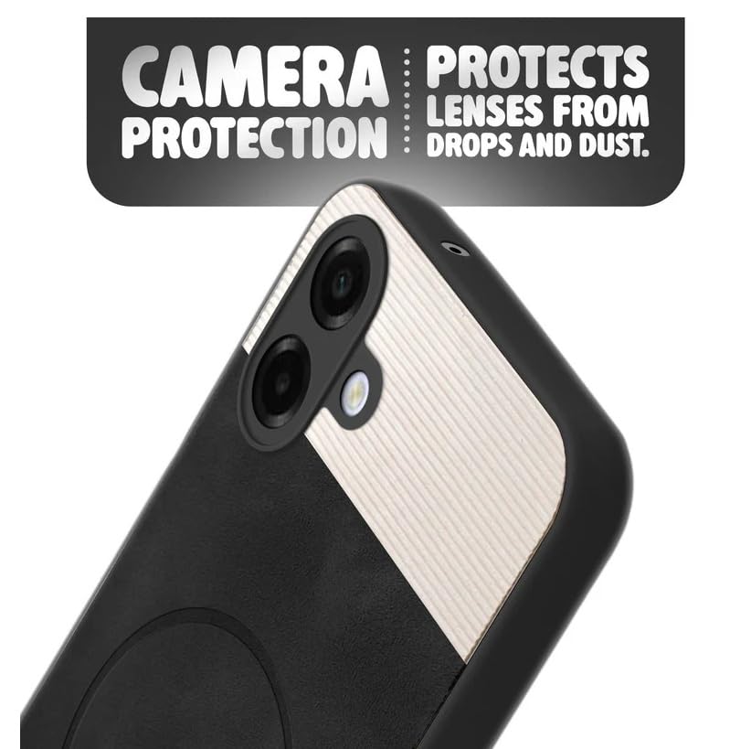 Image of Bintage CASE Mac Safe Design Hard Light Weight Back Case | Soft Border Camera Protect | Dual PU Leather Finish Back Cover Compatible for Samsung Galaxy F07 4G - White & Black