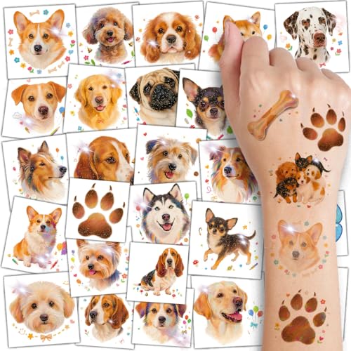 CHARLENT Glitzernde Temporäre Hunde Tattoos für...