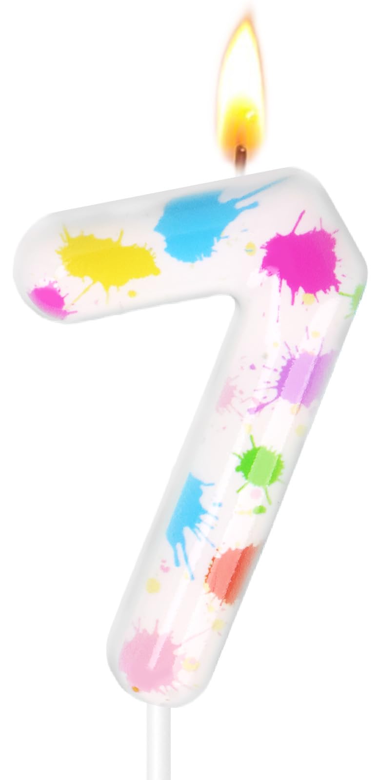 Paint Birthday Candles, Art Paint Party Decoration Supplies, Birthday Number Candles for Cake Topper (Multicolour, Number 7)