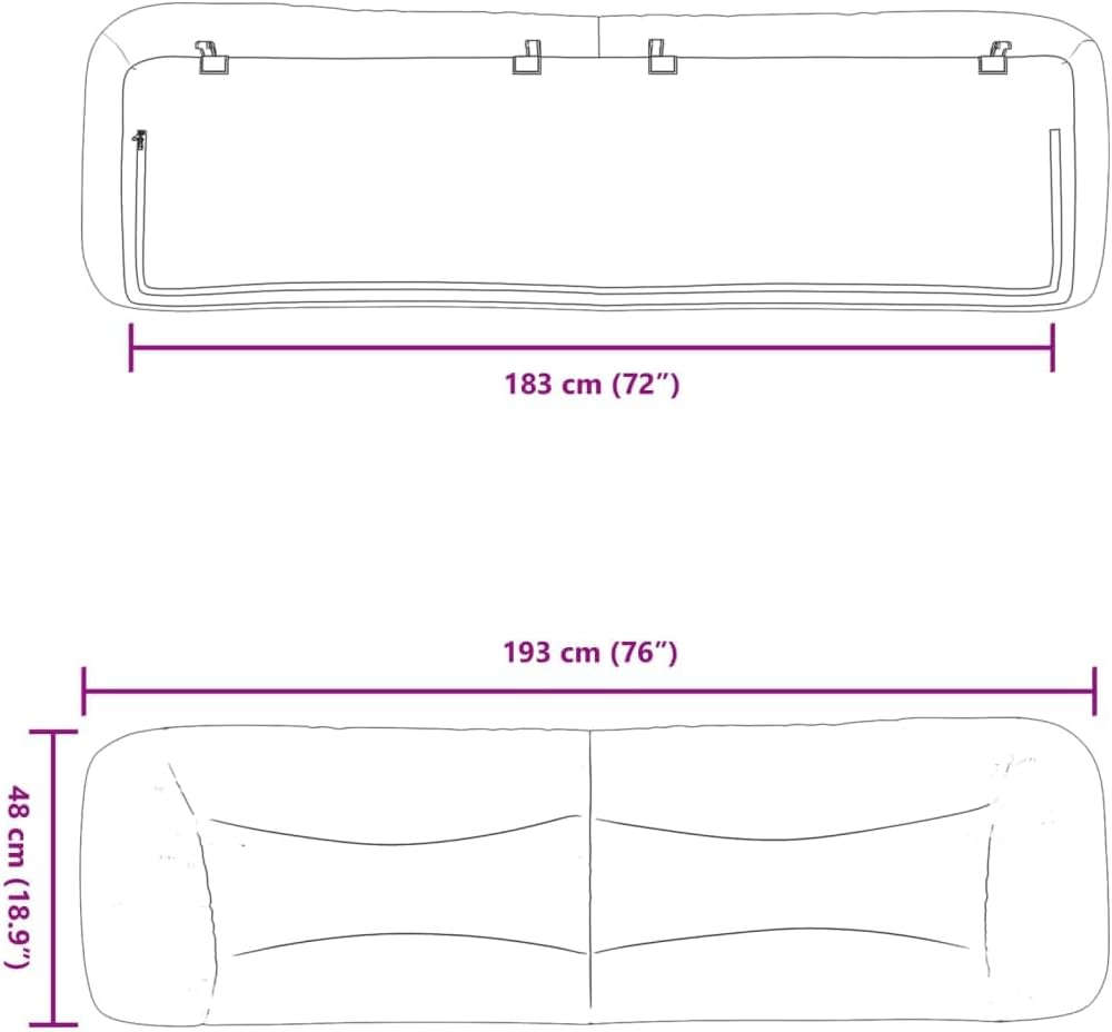 vidaXL Hanging Upholstered Headboard Cushion in Dark Gray - Breathable Fabric, Back Support Pillow for Reading, and Watch TV in Bed - 72" Width