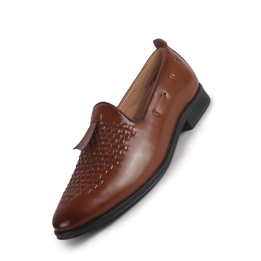 fausto Men Handcrafted Upper Textured Classic Party Slip On Tassel Loafer | Elegant Ethnic Jutti Mojari for Wedding Dress | Comfort Slip-On Shoe with TPR Welted Sole-picture-27