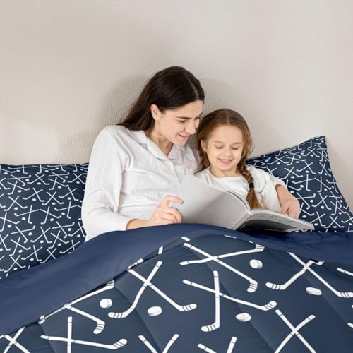 Image of Feelyou Ice Hockey Comforter Set Queen Size 3Pcs for Kids Boys Girls Teens