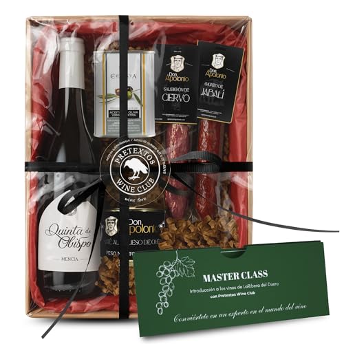 Cestas Navidad. Lote Navidad + Experiencia Cata De Vino Para Regalar Cofre | Regalo Cesta De Navidad Pack Regalo Vino Pack Gourmet para Regalo Ibéricos | Cofre Regalo Padre Navidad Gourmet Regalo