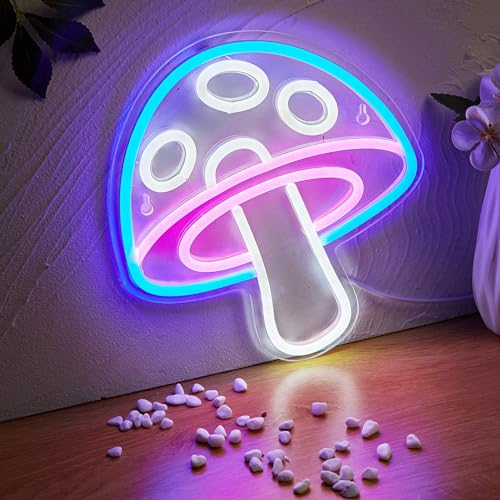 Image of LED Neon Mushroom Cute Neon Sign, USB Powered Neon Signs Night Light, 3D Wall Art & Game room Bedroom Living Room party Decor lamp for Children Kids Girls Boys