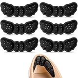 Heel Pads for Shoes, 6 Pairs Heel Inserts for Women for Loose Shoes, Wings Heel Grips Make Shoes Fit That are Too Big for Men, Heel Cushions Shoe Filler for Heel Pain Relief, Blisters (Black)