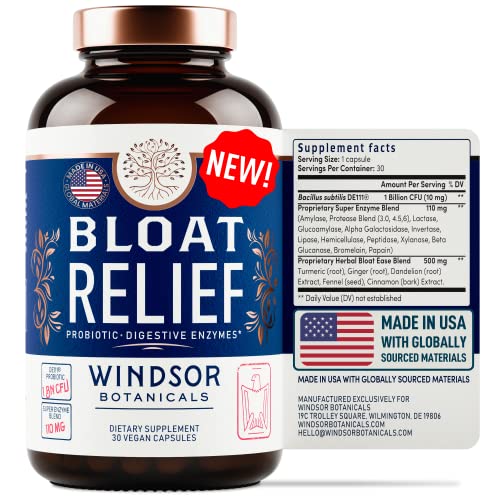 Bloat Relief Probiotics And Digestive Enzymes - Anti Bloating Turmeric, Ginger, Fennel, Bromelain Supplement - Debloat Capsules Gas And Bloating Relief For Women And Men - 30 Gut Health Bloating Pills #TOP23