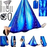 PikDos Sensory Swing for Kids Indoor & Outdoor Double Layer Therapy Cuddle Swing with 360° Swivel Hanger Kit Adjustable Swings for Child and Adult with Aspergers Autism (Star Blue)